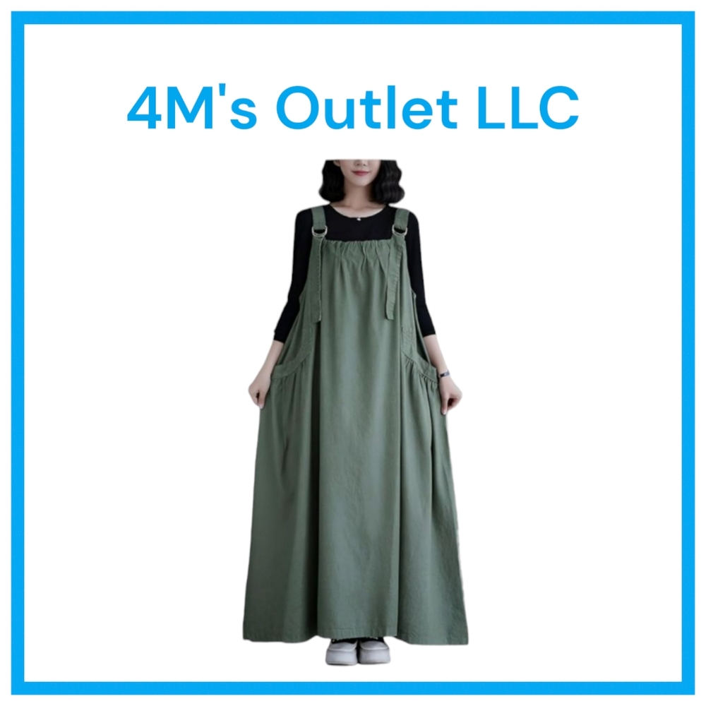 Denim Jumper Dress for Women Loose Version Baggy Style Maxi Length Adjustable St